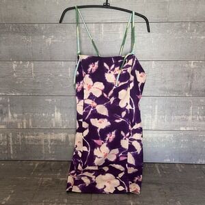 Zara Floral Tie Back Mini Dress XL Cotton Linen Blend Strappy Bold Chic Cottage
